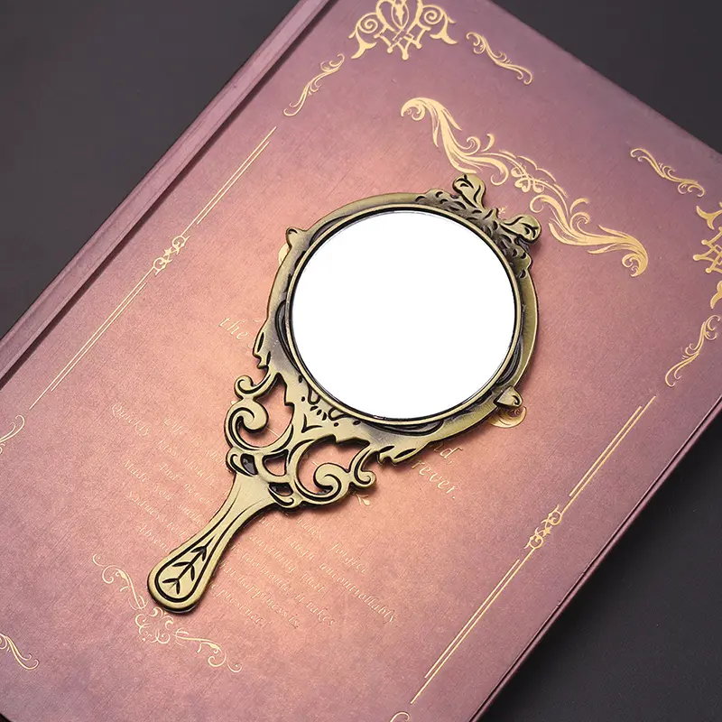 Retro Handheld Mirrors Makeup Mirror Hollow  Cosmetic Compact Mirror for Women