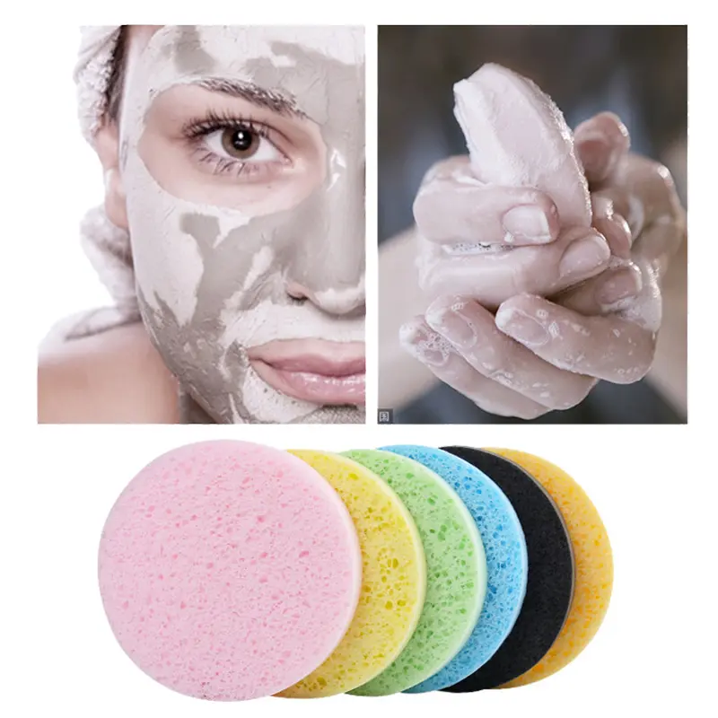 2/4pcs Natural Wood Fiber Facial Puff Face Cleanse Washing Sponge Exfoliator Cleansing Sponge Puff Facial Cleanser