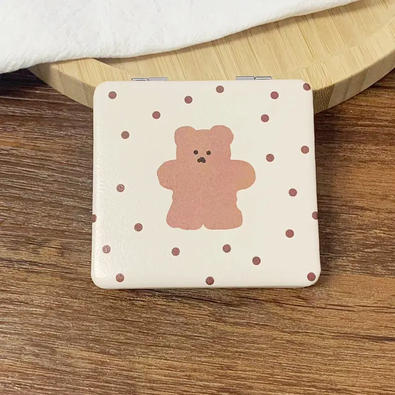 Shiny Quicksand Makeup Mirror Portable Magnifying Hand Square Makeup Standing Vanity Foldable Pocket Mirror Cute Compact Girls