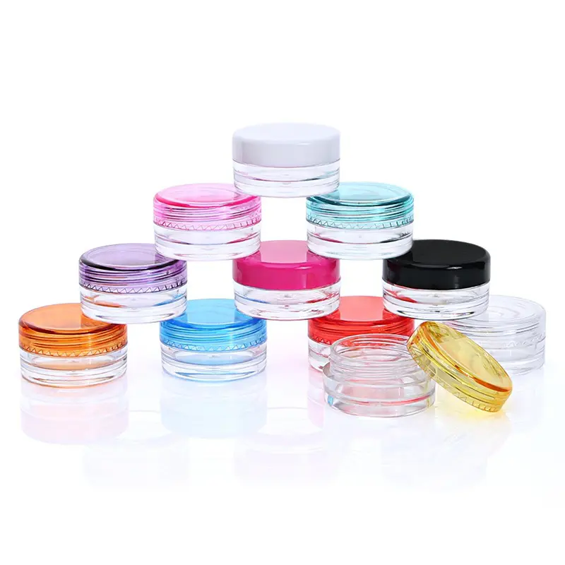 10PCS Cosmetics Jar Box Makeup Cream Nail Art Cosmetic Bead Storage Pot Container Round Bottle Portable Plastic Transparent Case