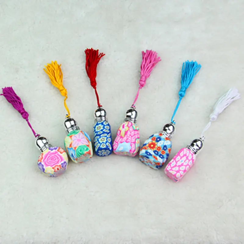 5ml Glass Perfume Roll on Bottle with Glass Ball Polymer Clay Roller Essential Oil Bottle Many Pattern Refillable Perfume Bottle