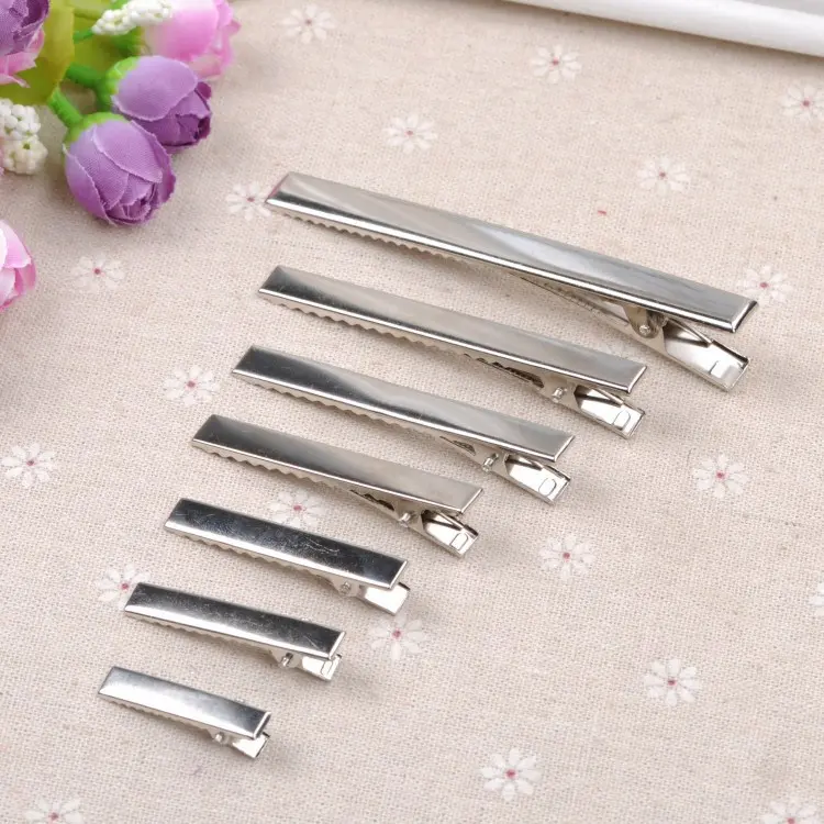 50Pcs New Silver Flat Metal Single Prong Alligator Hair Clips Crocodile Barrette For Bows DIY Hairpins Gifts Craft