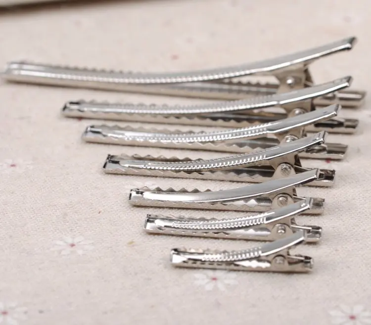 50Pcs New Silver Flat Metal Single Prong Alligator Hair Clips Crocodile Barrette For Bows DIY Hairpins Gifts Craft