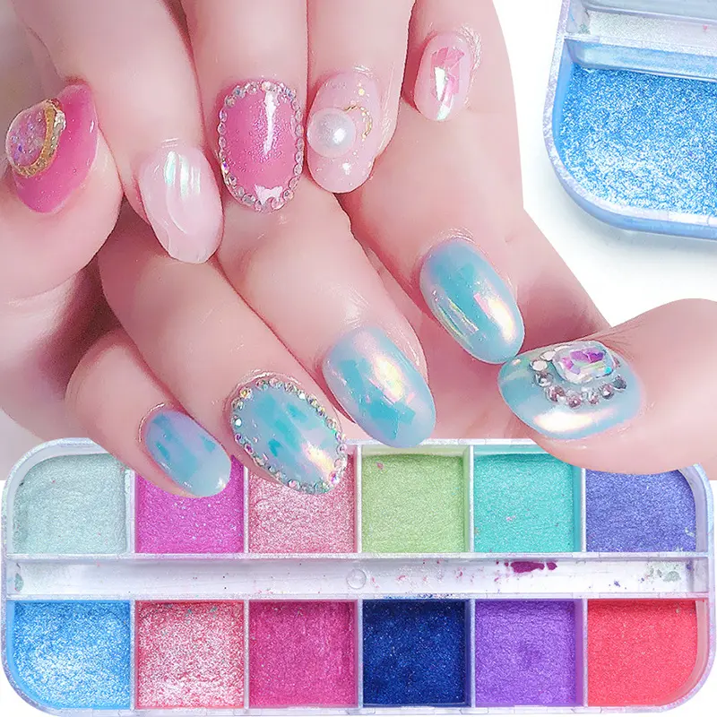 1 Box Chrome Nail Art Glitter Pigment Mirror Dipping Powder Super-fine Colorful Shimmer Pearl Powder Nail Decor Dust
