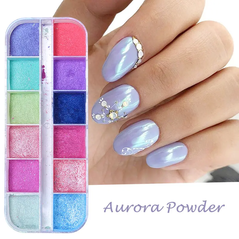 1 Box Chrome Nail Art Glitter Pigment Mirror Dipping Powder Super-fine Colorful Shimmer Pearl Powder Nail Decor Dust