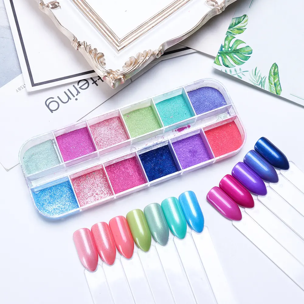 1 Box Chrome Nail Art Glitter Pigment Mirror Dipping Powder Super-fine Colorful Shimmer Pearl Powder Nail Decor Dust