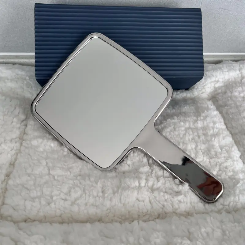 Electroplated Handle Makeup Mirrors Beauty Portable Round Hand Square Hand Small Make Up Mirror