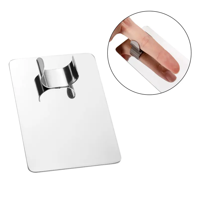1PC Salon Manicure Finger Ring Color Palette Makeup Cream Foundation Mixing Palette Cosmetic Make up Tool Stainless Steel Plate