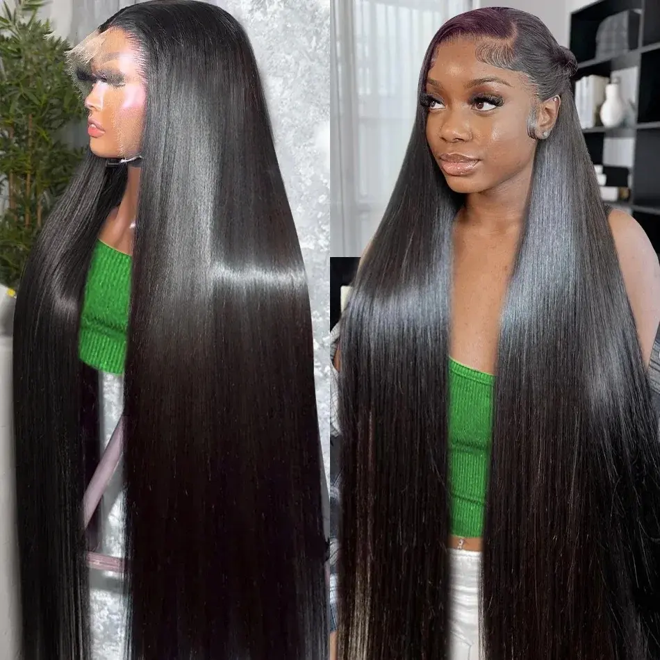250 Density 30 40 Inch Bone Straight Lace Front Wigs Pre Plucked Brazilian Transparent 13x6 HD Lace Frontal Human Hair For Women