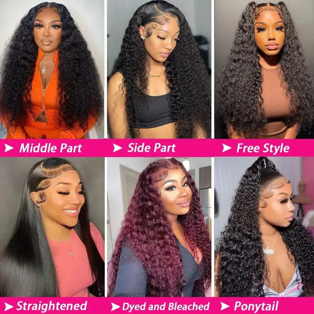 13x6 Hd Lace Frontal Wig Deep Wave 250 Density Curly Human Hair Wigs 100%  Preplucked Water Wave Front Wigs For Women Brazilian