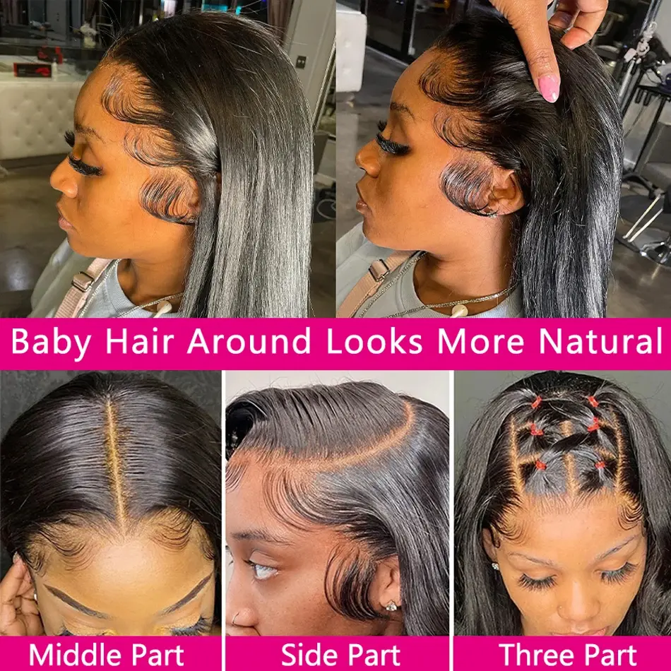 250 Density 30 40 Inch Bone Straight Lace Front Wigs Pre Plucked Brazilian Transparent 13x6 HD Lace Frontal Human Hair For Women