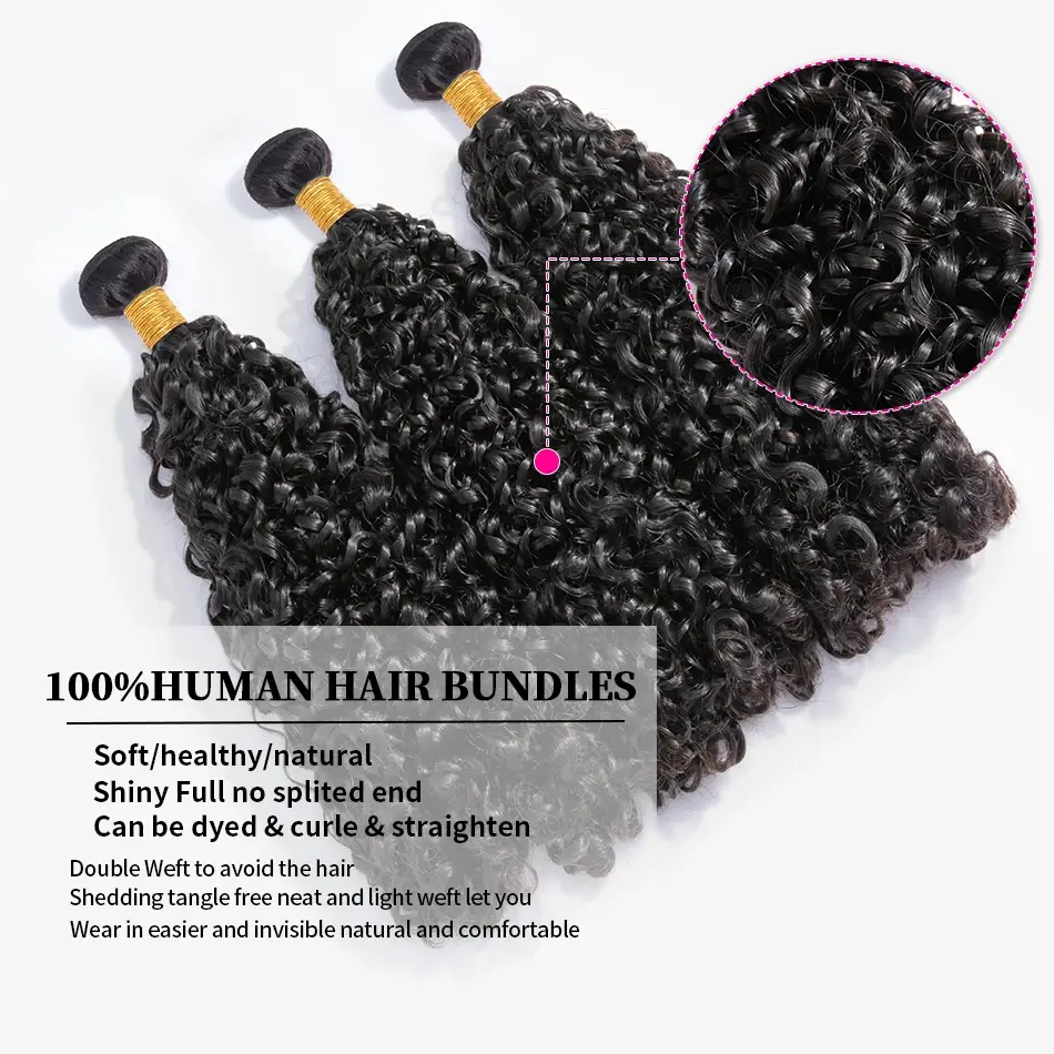 Water Wave Bundles Human Hair 100% Unprocessed Virgin Hair Wet And Wavy Extension Hair 3/4 Bundles Deal Deep Wave Hair Brazilian