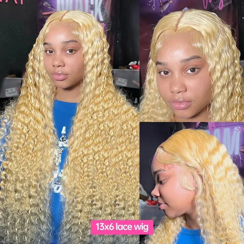 613 Curly Lace Front Wig 13x6 Human Hair 30 38 Inch 13x4 Hd Lace Frontal Wig 200 Density  Water Wave Pre Plucked Wigs For Women