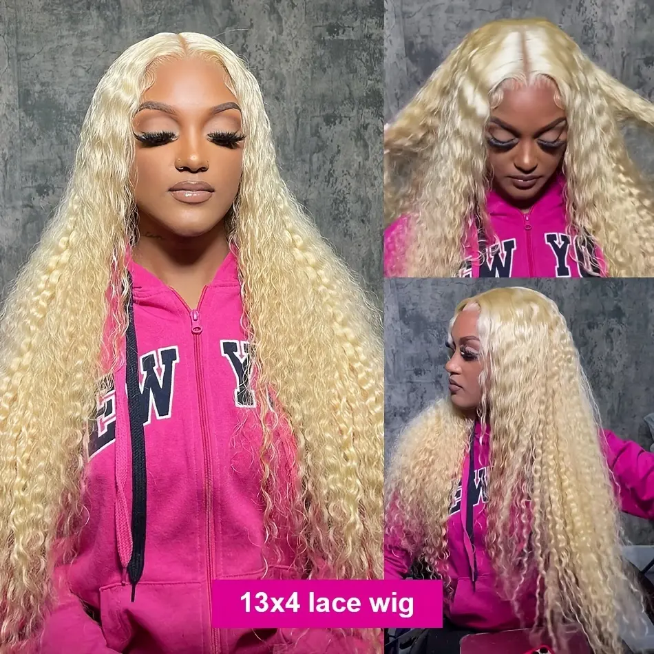 613 Curly Lace Front Wig 13x6 Human Hair 30 38 Inch 13x4 Hd Lace Frontal Wig 200 Density  Water Wave Pre Plucked Wigs For Women