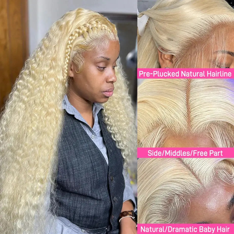 613 Curly Lace Front Wig 13x6 Human Hair 30 38 Inch 13x4 Hd Lace Frontal Wig 200 Density  Water Wave Pre Plucked Wigs For Women
