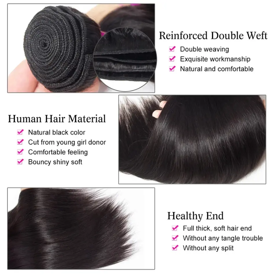 Silkwave Bone Straight Human Hair Bundles Deal Unprocessed Virgin Hair Extensions Long Brazilian Hair Weave Natural 1 3 4 Bundle