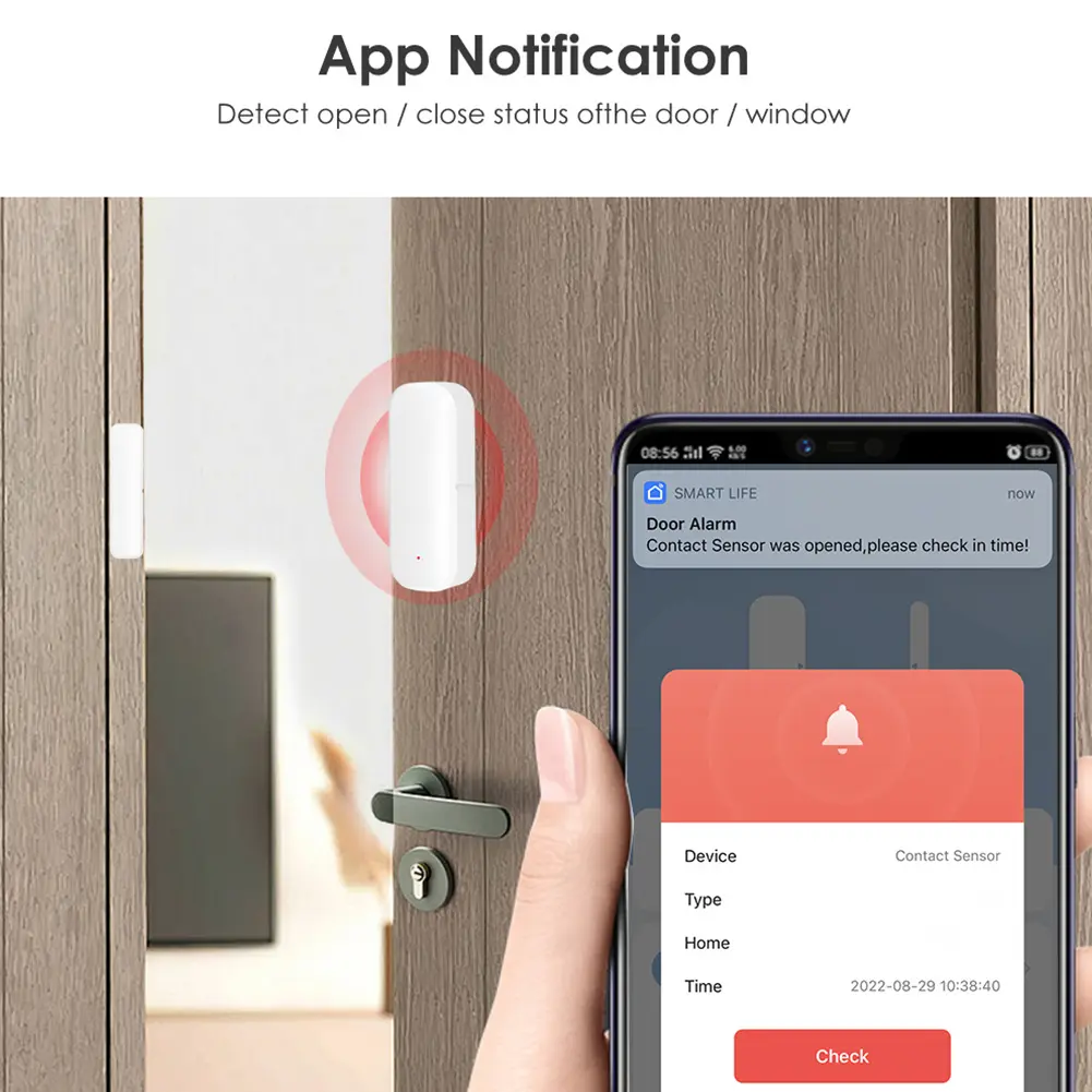 WiFi/Zigbee Smart Door Open/Closed Detector Support for Google Home/Alexa Tuya Window Door Sensor Detector Works With Smart Life