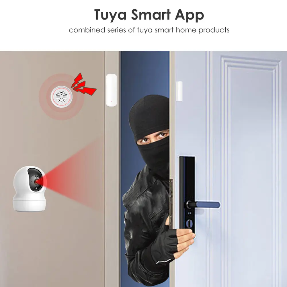 WiFi/Zigbee Smart Door Open/Closed Detector Support for Google Home/Alexa Tuya Window Door Sensor Detector Works With Smart Life