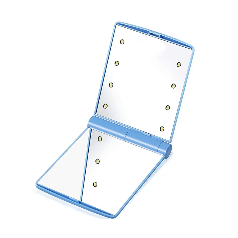 1pcs 8 LED Lights Lamps Women Foldable Makeup Mirrors Lady Cosmetic Hand Folding Portable Compact Pocket Mirror