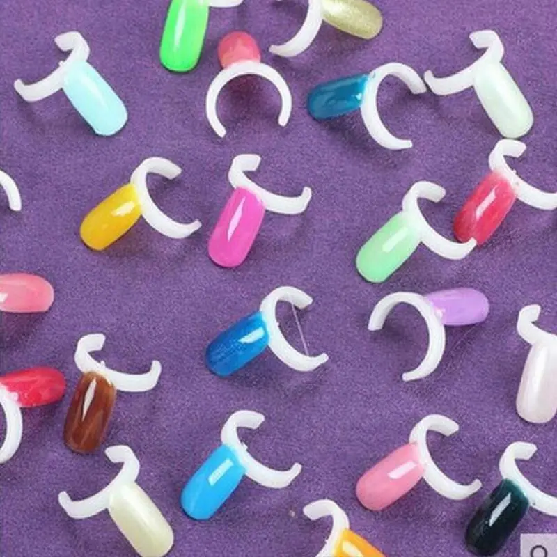 50 Pcs/Set Nail Polish UV Gel Color Pops Display Natural Nail Art Ring Style Nail Tips Chart Full Nail