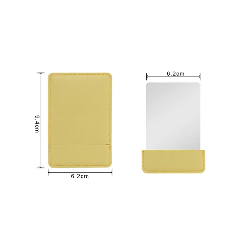 Ultra-thin Cosmetic Mirror Stainless Steel Shatter-Proof Portable PU Leather Sleeve Pocket Card Mirror Makeup