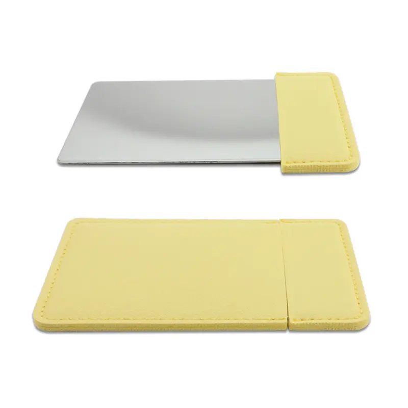 Ultra-thin Cosmetic Mirror Stainless Steel Shatter-Proof Portable PU Leather Sleeve Pocket Card Mirror Makeup