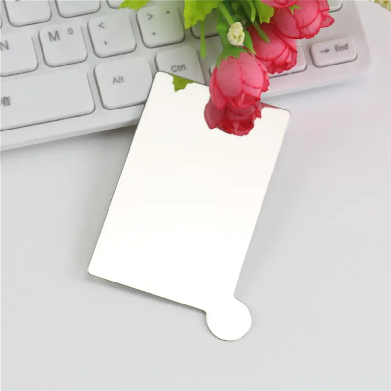 1PC Portable Mini Unbreakable Makeup Mirror Shatter Proof Card Style Pocket Cosmetic Mirror PU Leather Stainless Steel Card