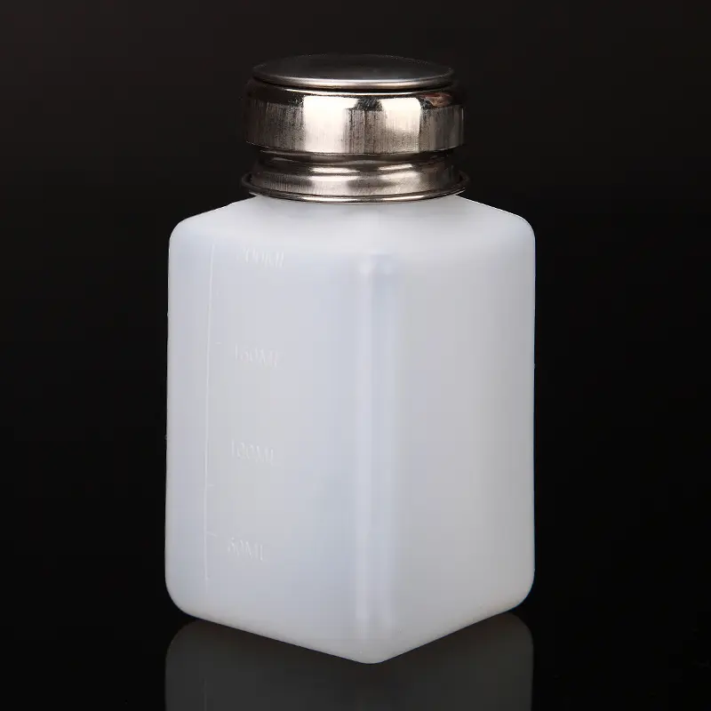 1Pcs 200ML Portable Press Empty Refillable Bottle Liquid Alcohol Pump UV Gel Nail Polish Cleaner Acetone Water Remover Dispenser