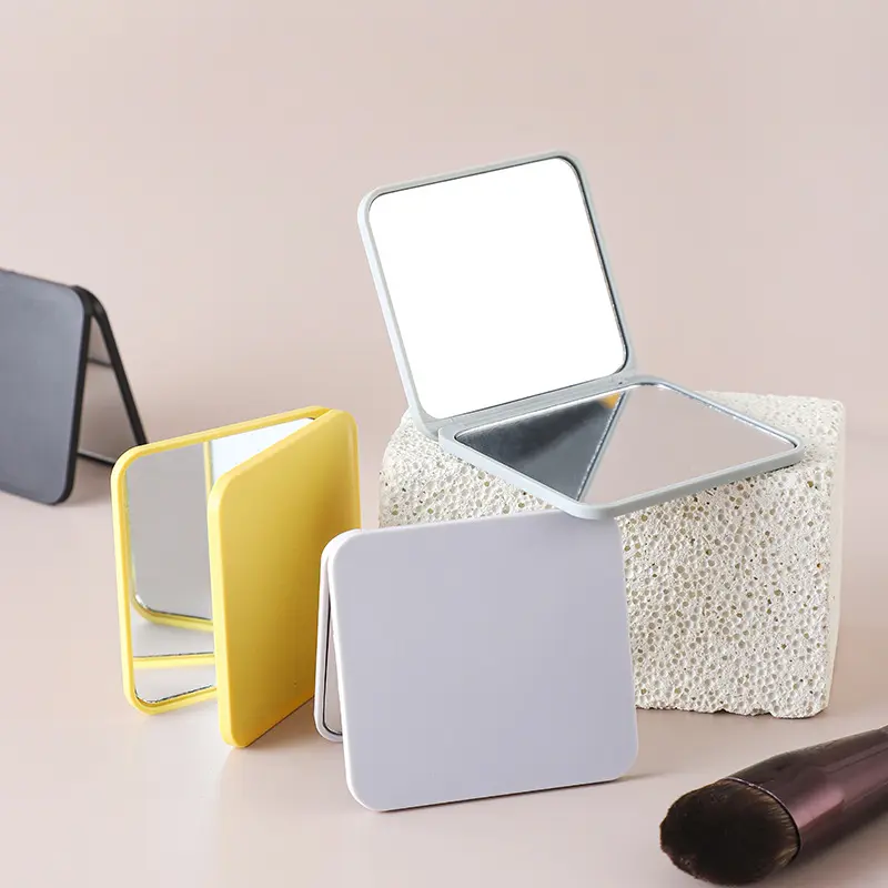 2-face Makeup Mirror Square Portable Cute Girl's Gift Hand Mini Mirror Pocket Double-sided Makeup Mirror Compact Multiple Colors