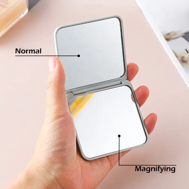 2-face Makeup Mirror Square Portable Cute Girl's Gift Hand Mini Mirror Pocket Double-sided Makeup Mirror Compact Multiple Colors