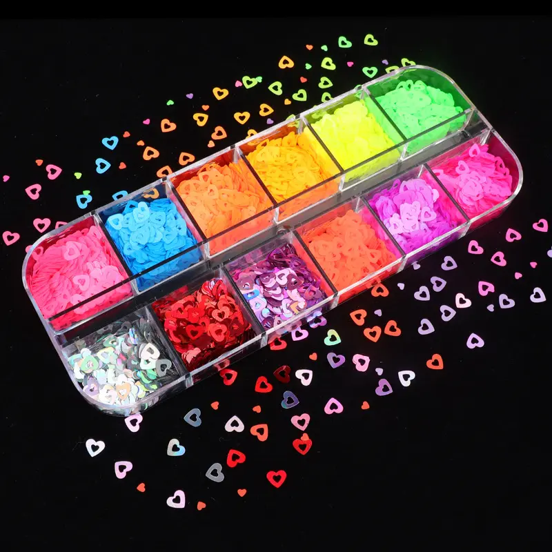 Fluorescence Butterfly Heart Star Various Shapes Nail Art Glitter Flakes 3D Colourful Sequins Polish Manicure Nail Decoration