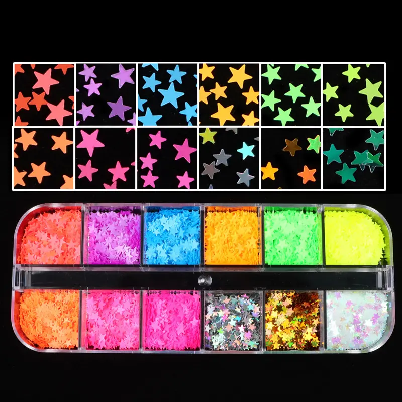 Fluorescence Butterfly Heart Star Various Shapes Nail Art Glitter Flakes 3D Colourful Sequins Polish Manicure Nail Decoration