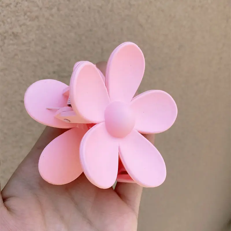 Fashion Big Blue Flower Plastic Hair Claws  Pink Acrylic Hair Clip Claw Hairdressing Tool Hair Accessories for Women Party