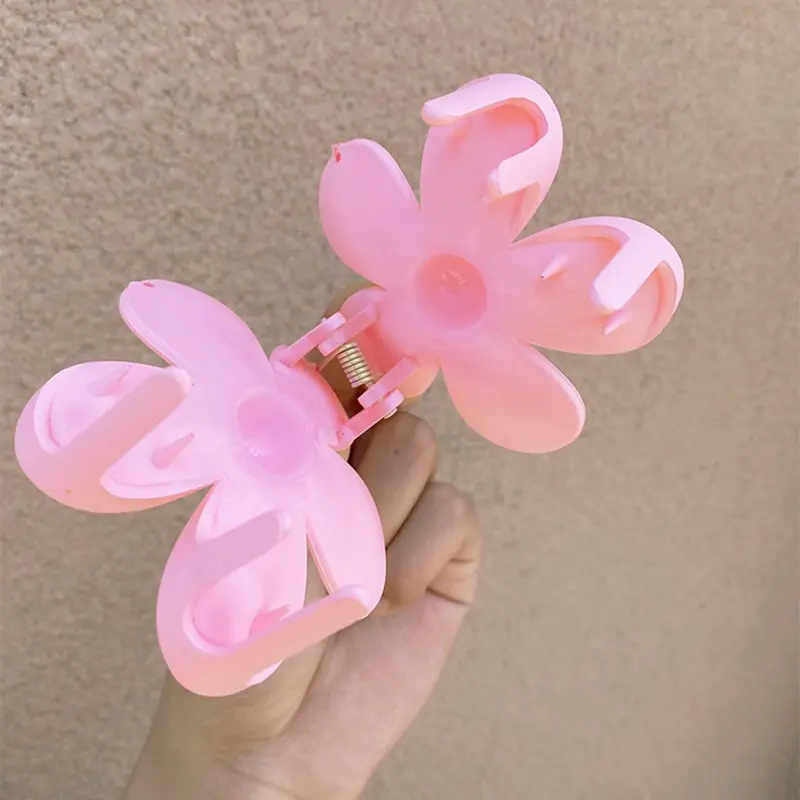 Fashion Big Blue Flower Plastic Hair Claws  Pink Acrylic Hair Clip Claw Hairdressing Tool Hair Accessories for Women Party