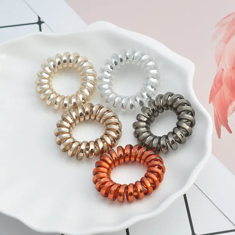 5pcs/lot Fashion Shining Metal Colored Women Scrunchies Telephone Wire Line Hair Rubber Bands Elastic Hairbands Rope for Girls