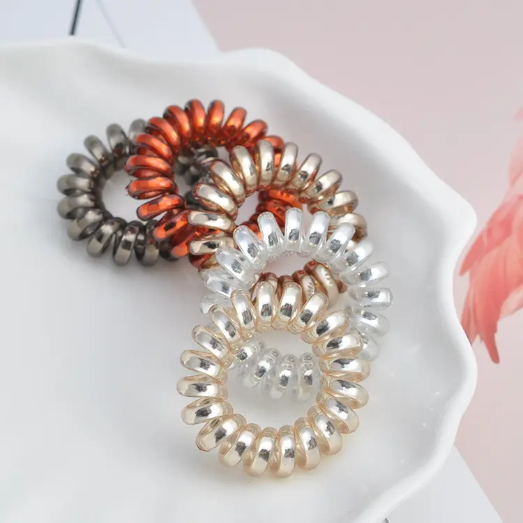 5pcs/lot Fashion Shining Metal Colored Women Scrunchies Telephone Wire Line Hair Rubber Bands Elastic Hairbands Rope for Girls