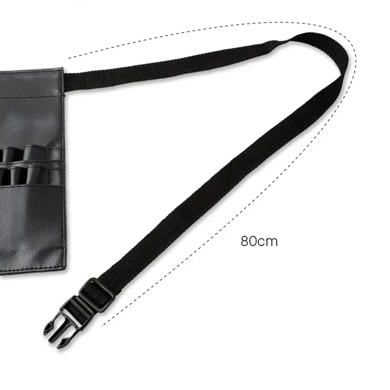 Multi-function Large Capacity Black PU Cosmetic Bag Waist Bag Makeup Brush Bag with Belt for Professional Makeup Artist