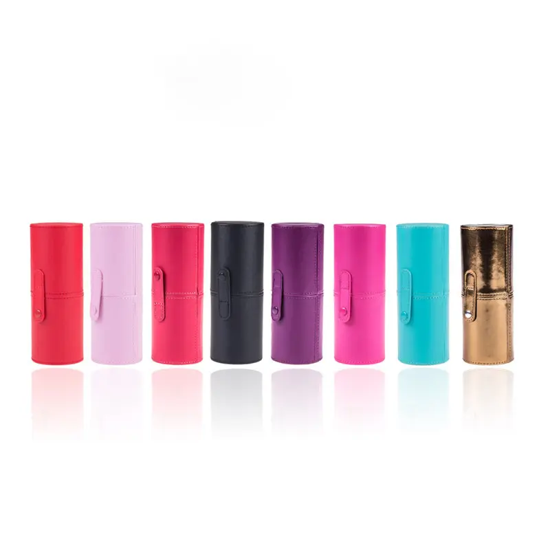9 Colors Empty Portable Travel Makeup Brushes Round Pen Holder Cosmetic Case PU Leather Cup Brush Holder Tube Storage Organizer