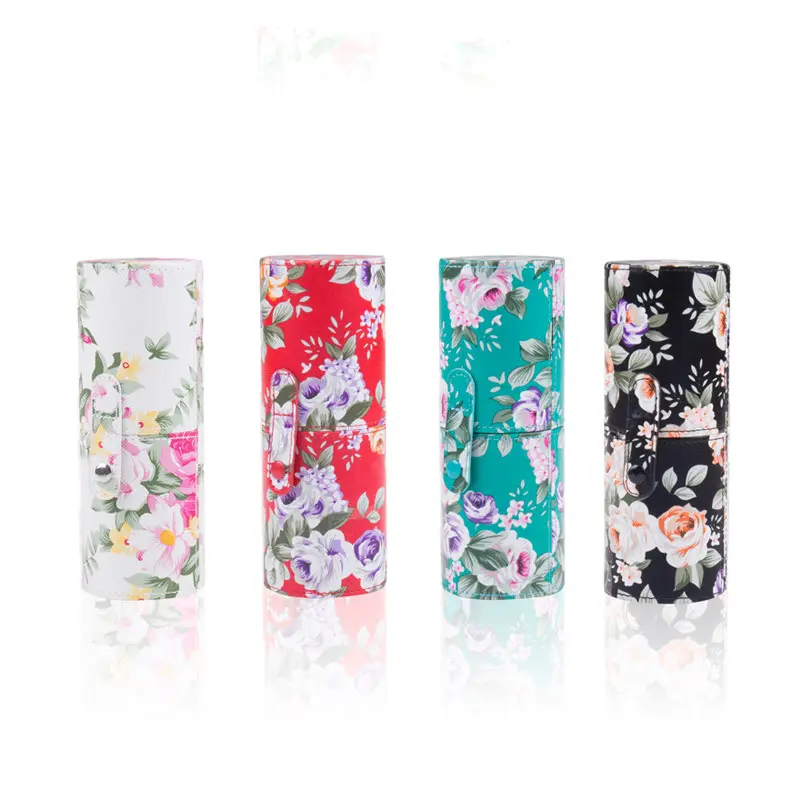 9 Colors Empty Portable Travel Makeup Brushes Round Pen Holder Cosmetic Case PU Leather Cup Brush Holder Tube Storage Organizer