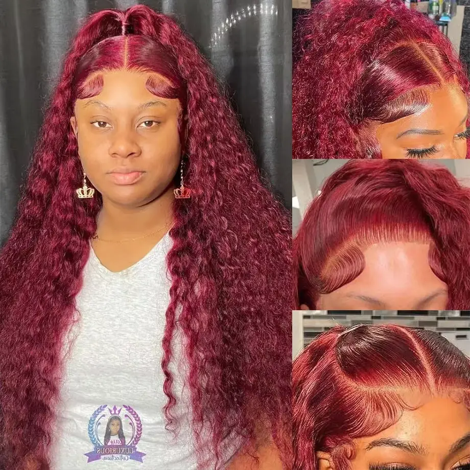 Silkwave 13x6 Hd Lace Burgundy Deep Wave Frontal Wig Water Wave Human Hair Wig Curly Wigs 13x4 Lace Front Wigs 99j Colored Wigs