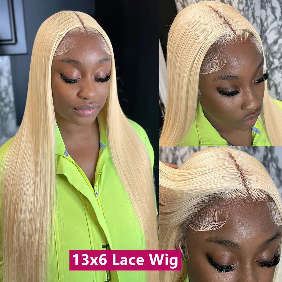200 Density 13x4 Straight 613 Honey Blonde Lace Front Human Hair Wig 100% 30 36 Inch Colored Wig 13x6 HD Lace Frontal Wigs