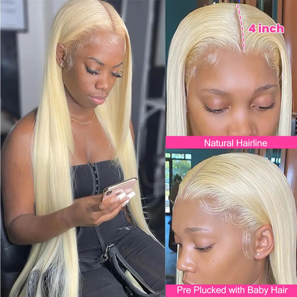 200 Density 13x4 Straight 613 Honey Blonde Lace Front Human Hair Wig 100% 30 36 Inch Colored Wig 13x6 HD Lace Frontal Wigs
