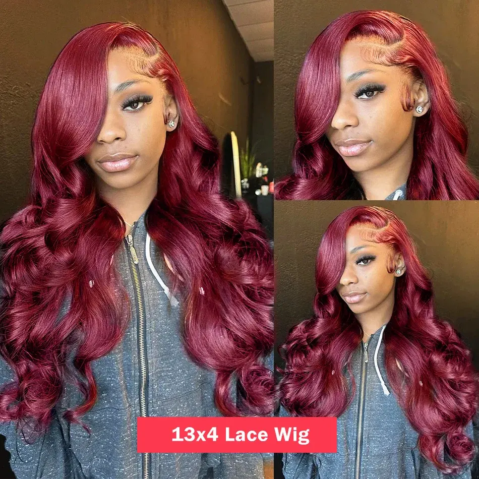 Silkwave Body Wave 99j Burgundy Lace Front Human Hair Wig Pre Plucked 13x6 Hd Transparent Lace 30 Inch Colored Wigs For Women
