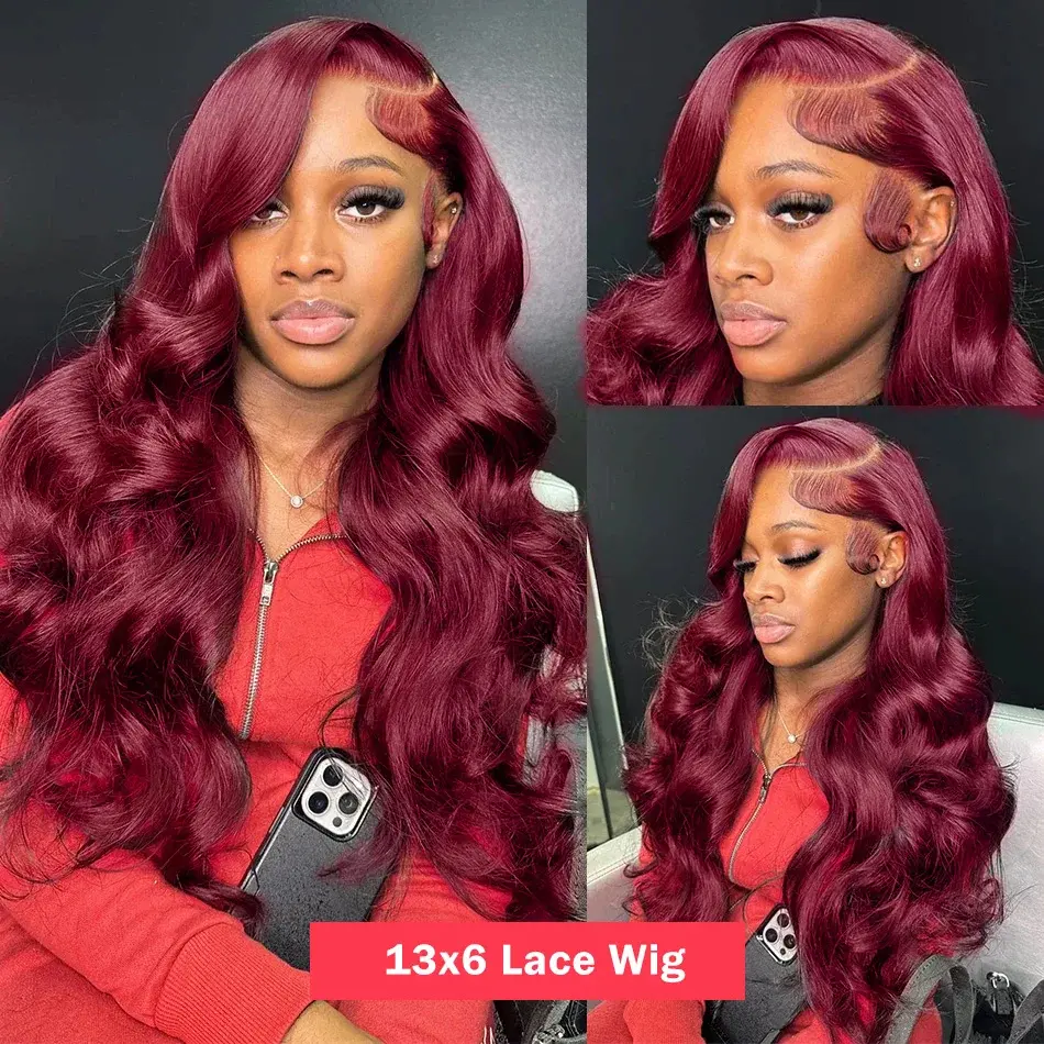 Silkwave Body Wave 99j Burgundy Lace Front Human Hair Wig Pre Plucked 13x6 Hd Transparent Lace 30 Inch Colored Wigs For Women
