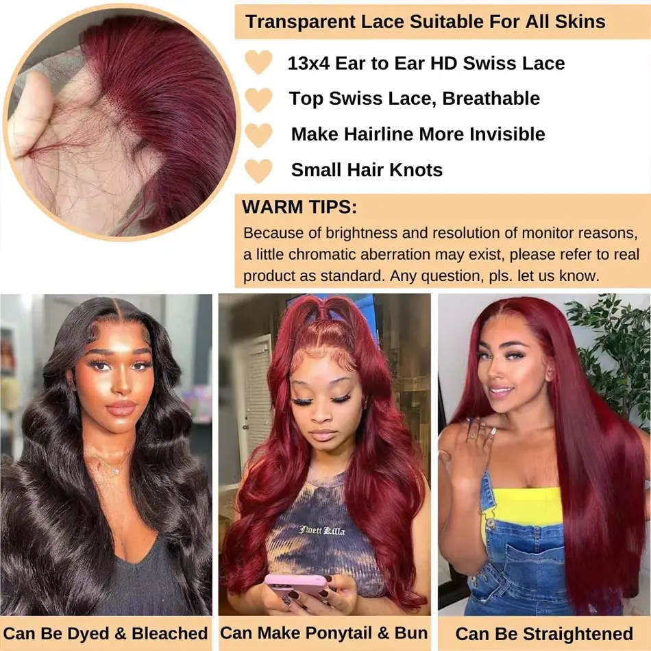 Silkwave Body Wave 99j Burgundy Lace Front Human Hair Wig Pre Plucked 13x6 Hd Transparent Lace 30 Inch Colored Wigs For Women