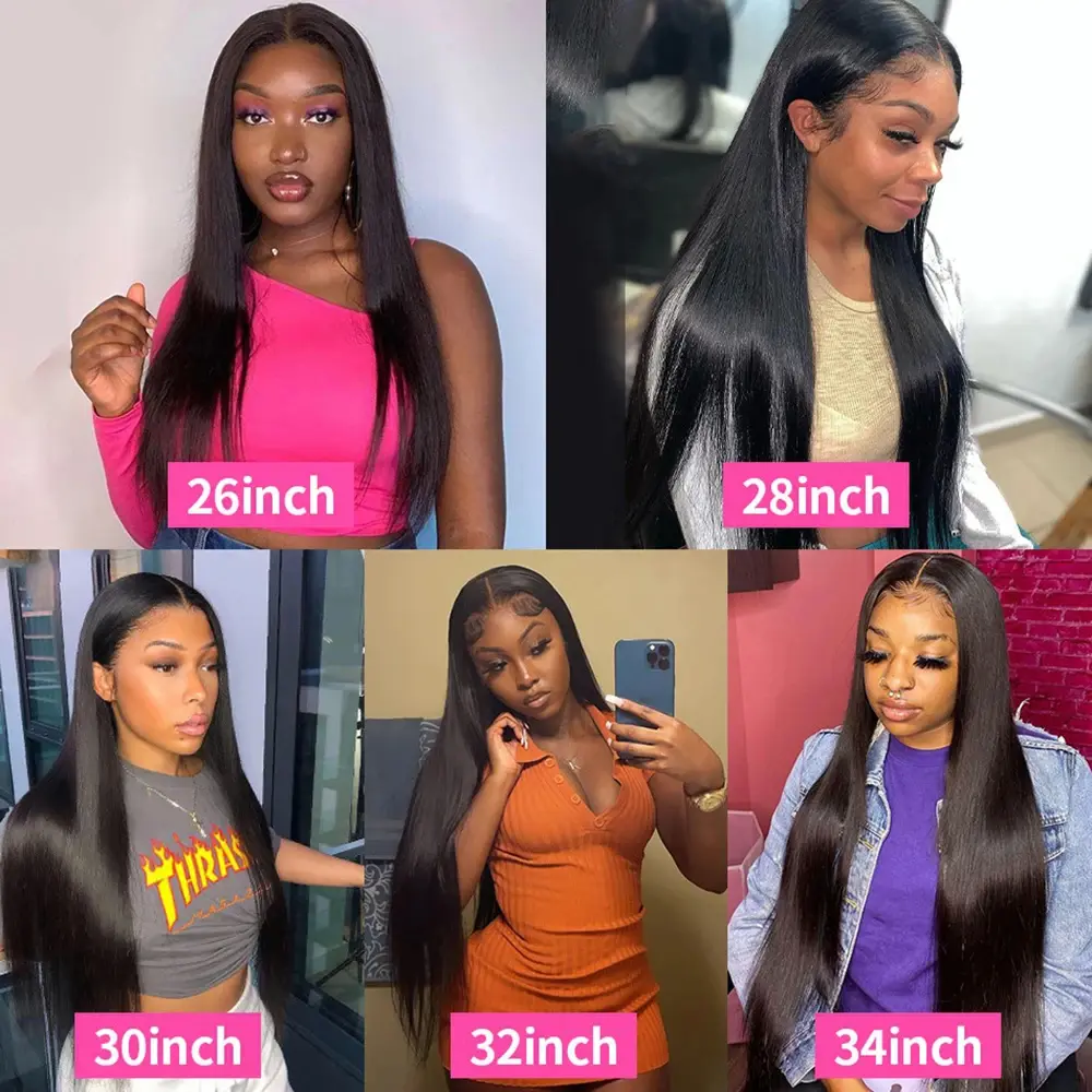 250 Density 30 40 Inch Bone Straight Human Hair Wigs For Black Women 13x4 13x6 Hd Straight Lace Frontal Wig Pre plucked