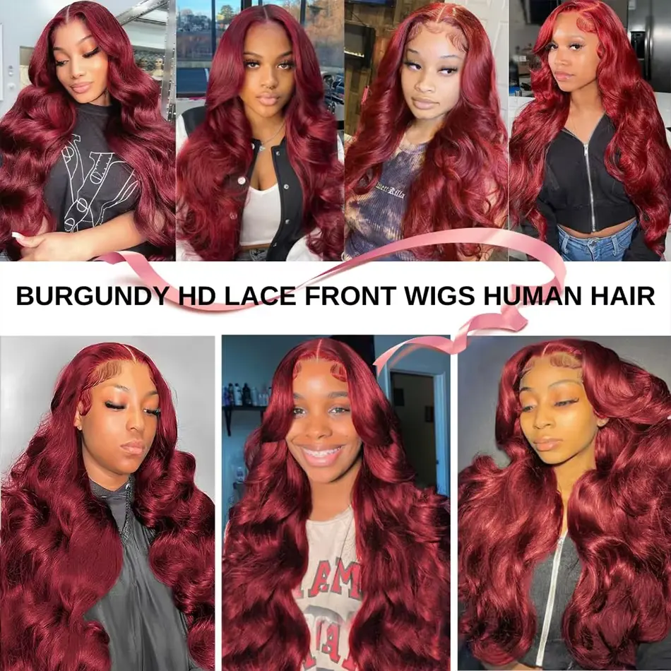 Silkwave Body Wave 99j Burgundy Lace Front Human Hair Wig Pre Plucked 13x6 Hd Transparent Lace 30 Inch Colored Wigs For Women