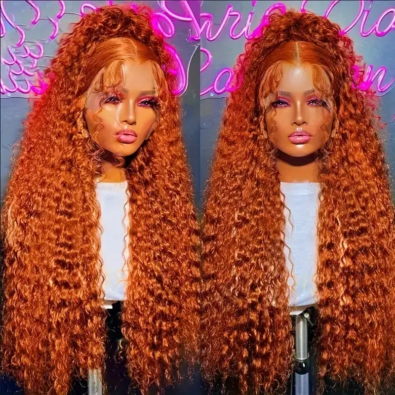 Silkwave 30 36 Inch 350 Ginger 13x6 Hd Lace Front Curly Human Hair Wigs Orange Colored Deep Wave 13x4 Frontal Wig For Women