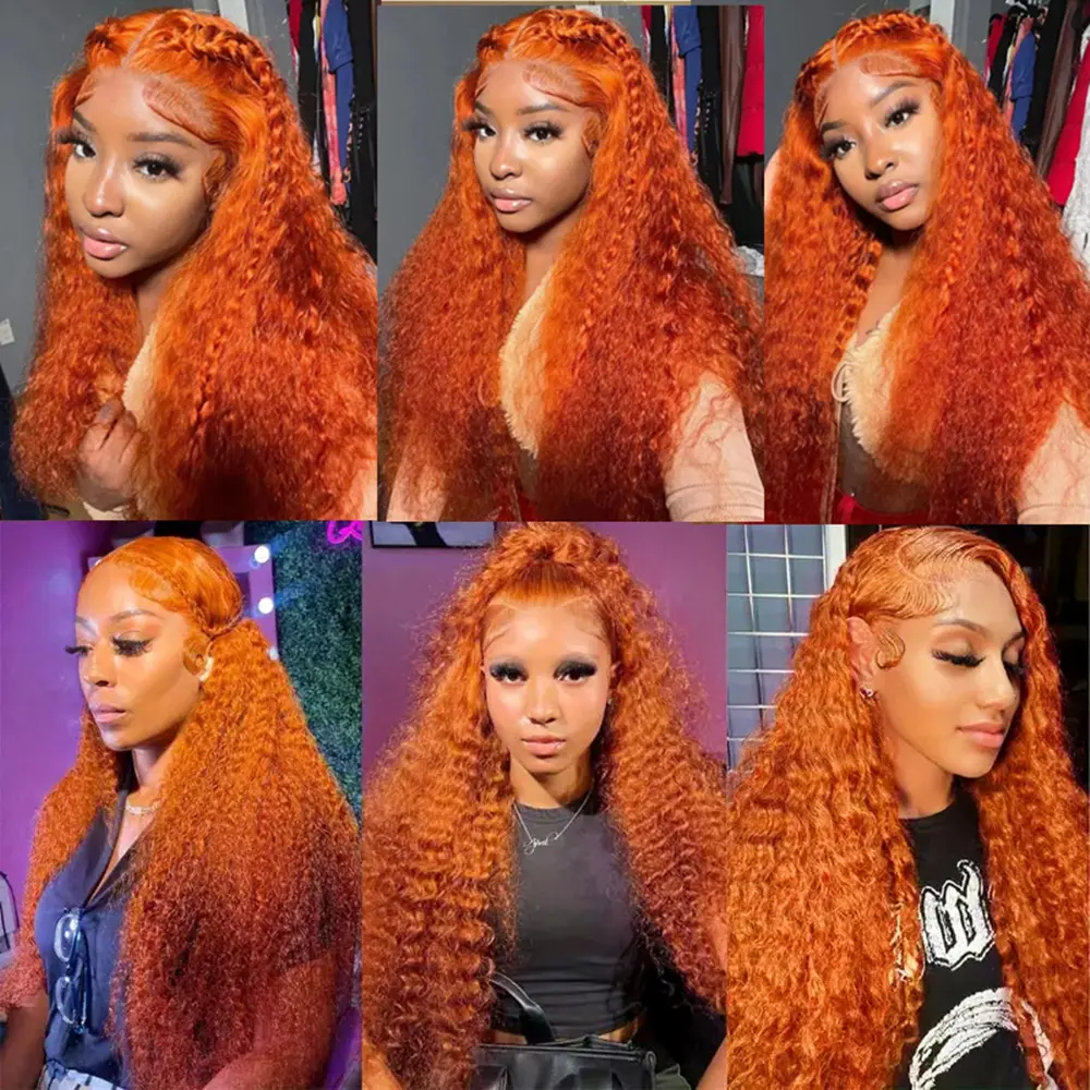 Silkwave 30 36 Inch 350 Ginger 13x6 Hd Lace Front Curly Human Hair Wigs Orange Colored Deep Wave 13x4 Frontal Wig For Women