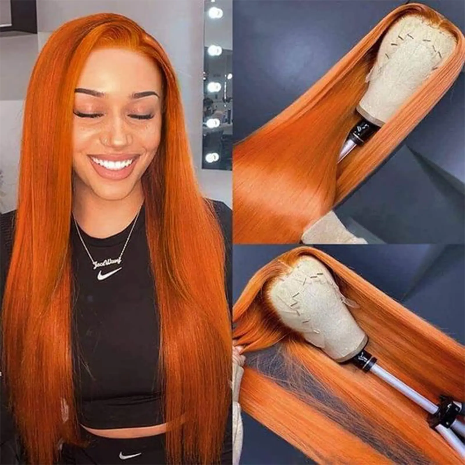 13x6 HD Lace Frontal Wig Ginger Orange Straight Wigs Colored 13x4 30 Inch Human Hair 100% PrePlucked Transparent Brazilian Wig